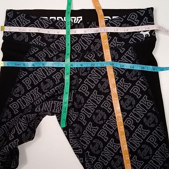 Pink Victoria Secret Pink Pants Women's Black Grey Reversible Leggings Stretch - Picture 10 of 12